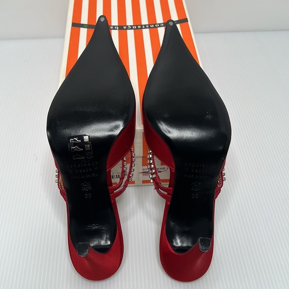 Constanca Basto Red Satin Mules Size 38 New in Box - Picture 5 of 6
